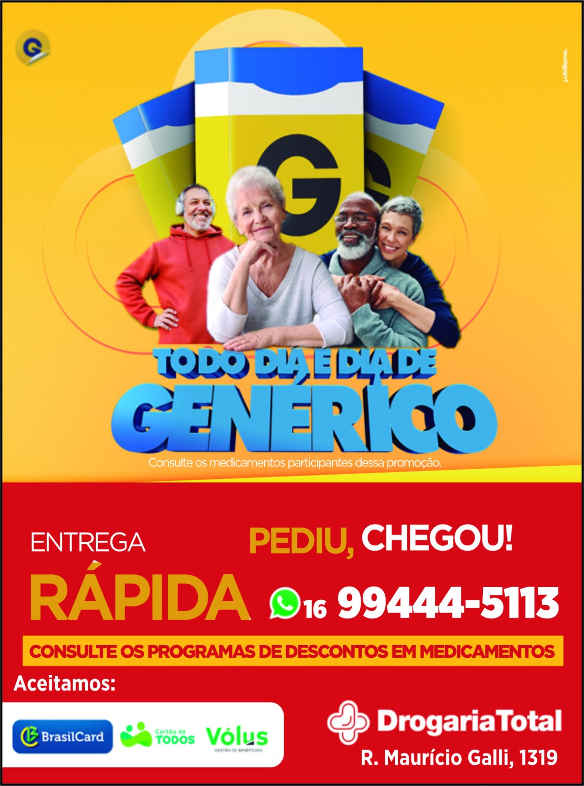 Banner da empresa Drogaria Total Unidade Mauricio Galli